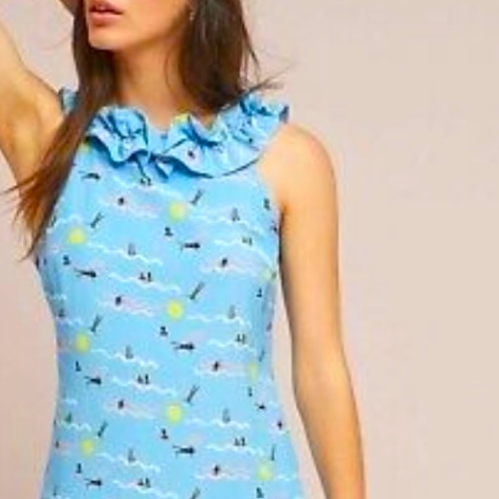 Anthropologie x Larke Harper Ruffled Swimming Pool Petite Dress